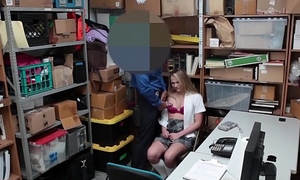 Naughty shoplifter Alyssa Cole hammered on touching office